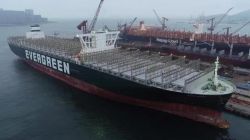 长荣海运长赐（Ever Given）轮抵达青岛，开始维修作业