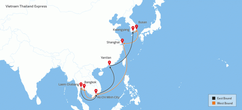 森罗商船越南泰国快线航线图
